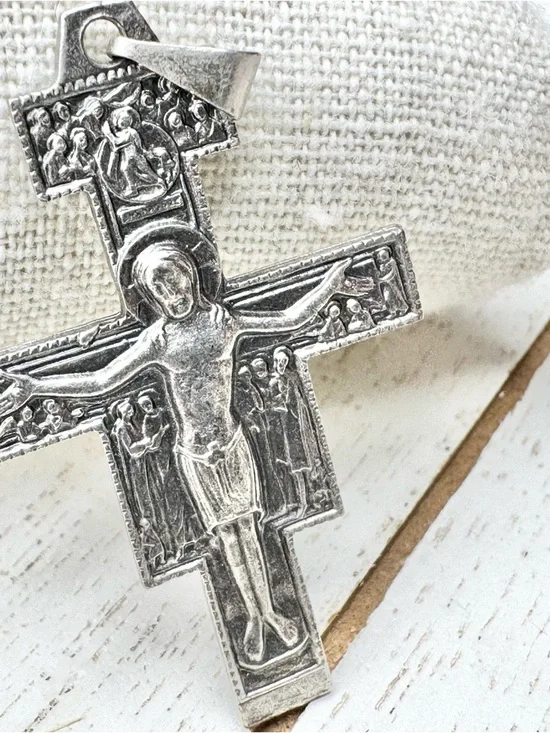 Vintage San Damiano Cross Blessings of St. Francis of Assisi Silver Toned - Picture 11 of 11